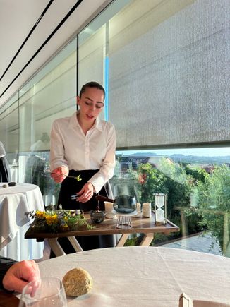We were seated at a window table with a lovely view of the Huerta and the sea beyond.
