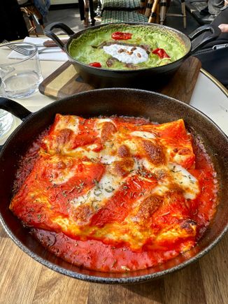 Cannolis with ricotta. Sage and butternut squash 
Gnocchi with a creamy pesto sauce