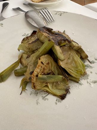 First artichokes of the season and maybe the best of my life!!   The technique that they saved them was incredible.