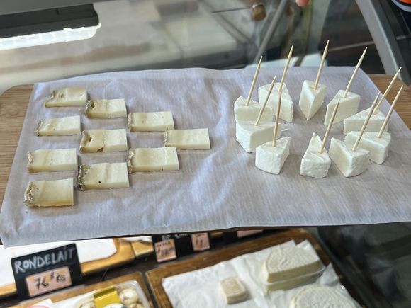 Our cheese tasting - so good we went back to buy more.