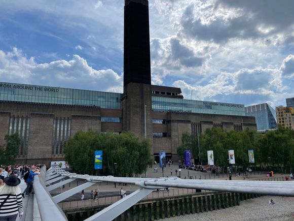 The Tate Modern looking form the Millennium Bridge, the pedestrian bridge over the Thames
