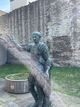 We were greeted by this guy when we crossed under the walkway to the Tower. There is a large part of the original Roman wall that is still preserved from when this was Londonium.