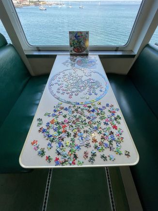 Tons of room and seating on the ferries and on each side there was a puzzle on one of the tables, so you could sit and work on a puzzle as you crossed the Puget Sound