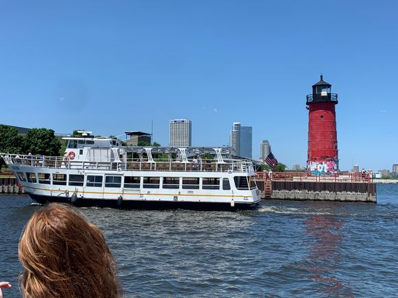 Coming into Lake Michigan on Edelweiss River Cruise.