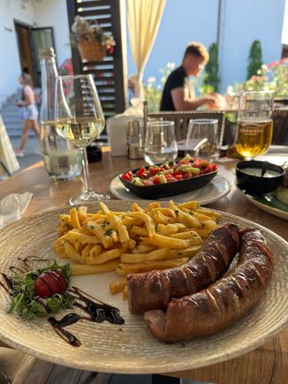 Dinner at the hotel's restaurant - I ordered sausages with fries and a salad.