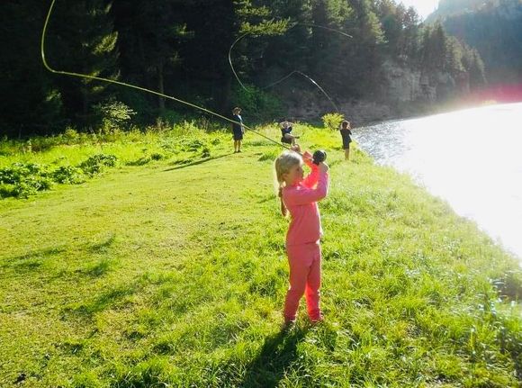Kate fly fishing the Smith on a raft trip just a few years ago. 