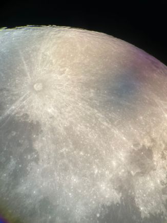 Details of moon via the Schulman telescope (you can see the craters, esp at the top) 