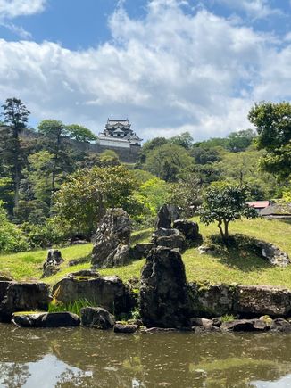 Gardens on the grounds below the castle keep.