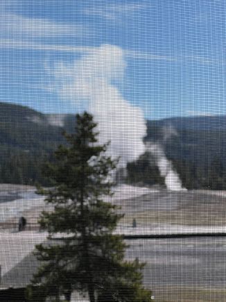 Old Faithful erupting from our room.