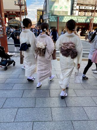 A common sight - young women dressed in traditional outfits 