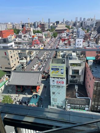 Looking down Nakamise Street from the observation desk