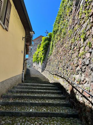 Coming down the last steps of the route into Morcote old center
