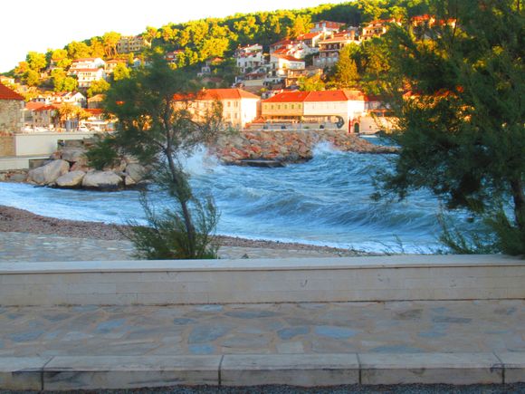 We woke up to the Bura the northern wind.  This is the same beach from the picture above. It was blowing so hard we cut our Jelsa day short