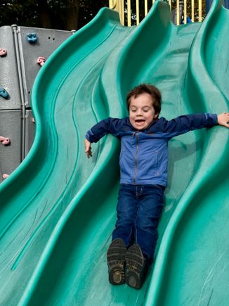 There was a large playground just off to the side of the Butterfly House which he noticed immediately (imagine that), and we had to use all our powers of persuasion to get him inside the Butterfly House. But not for long, lol! Not where he wanted to be!