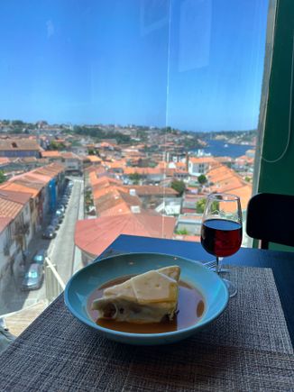 Half portion of Francesinha with a view at Mirone restaurant 