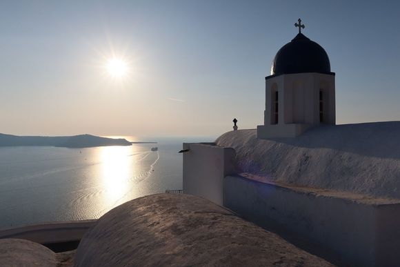 Sun Beginning to Set at Church of Panagia Theoskepasti