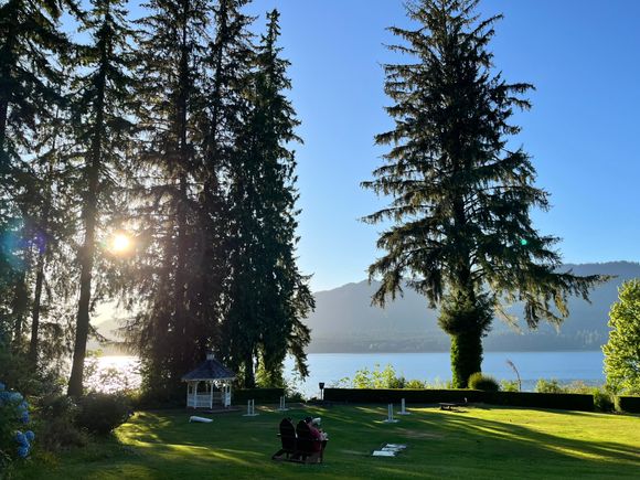 View of Lake Quinault from the grounds at the Lodge