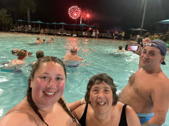 Watching Magic Kingdom’s fireworks from pool at the Polynesian 