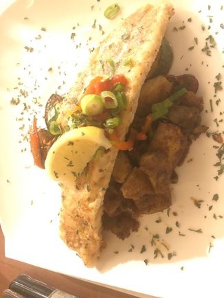 My husband's fish dinner - cod, I think