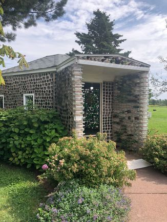 The tavern at Les Maisons de Bouteilles (Bottle Houses)