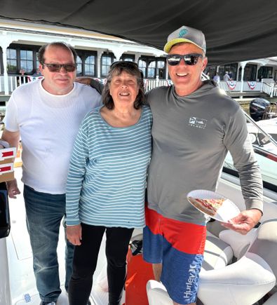 On a boat ride. My brother is on the ride