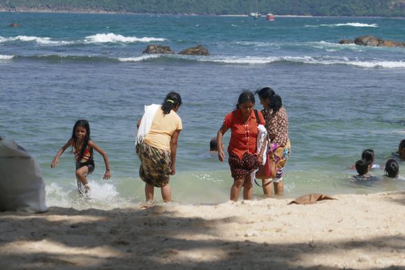 Bathing at the local beach