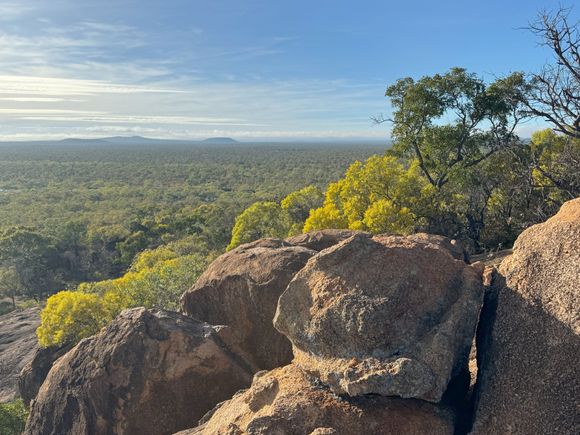 View from the bluff behind the resort. The hills in the distance are volcanic cinder cones.