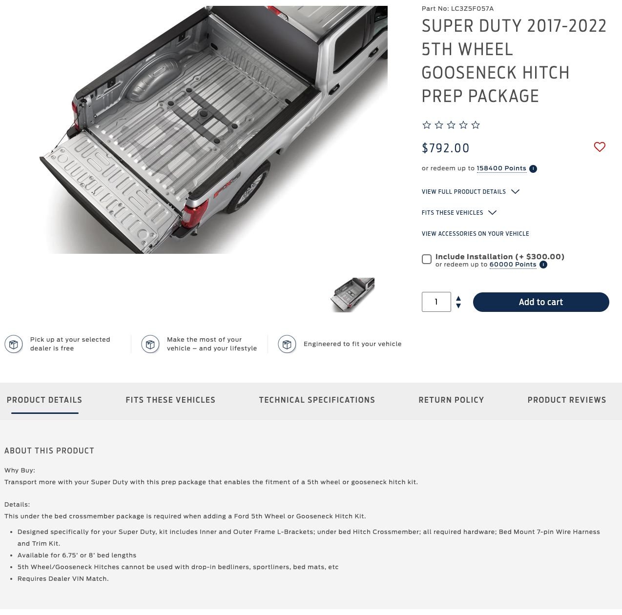 5th wheel/gooseneck prep kit for 20172022 Super Duty Ford Truck