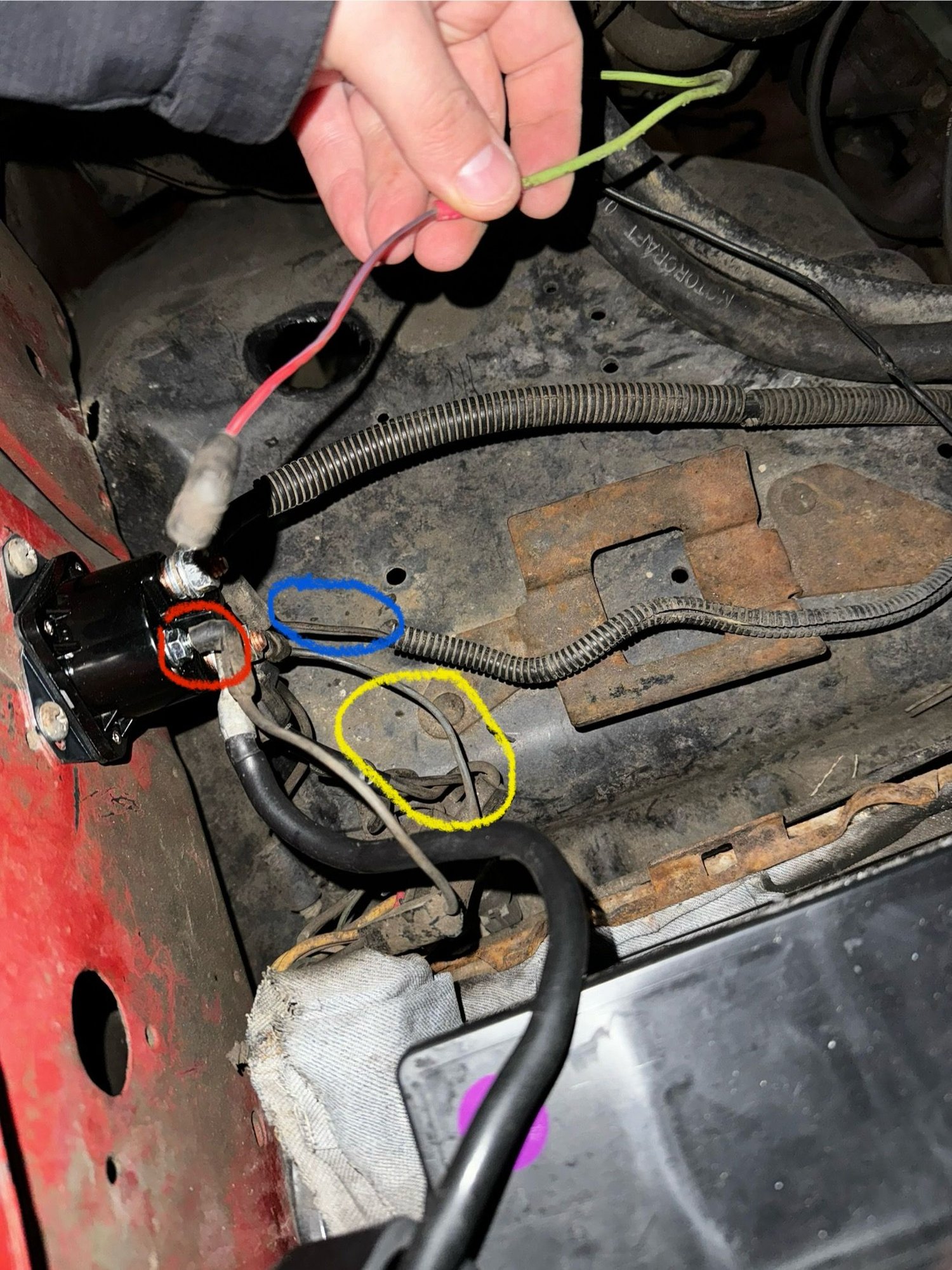 87 F250 460 starter engages when key is in RUN position. Ford Truck