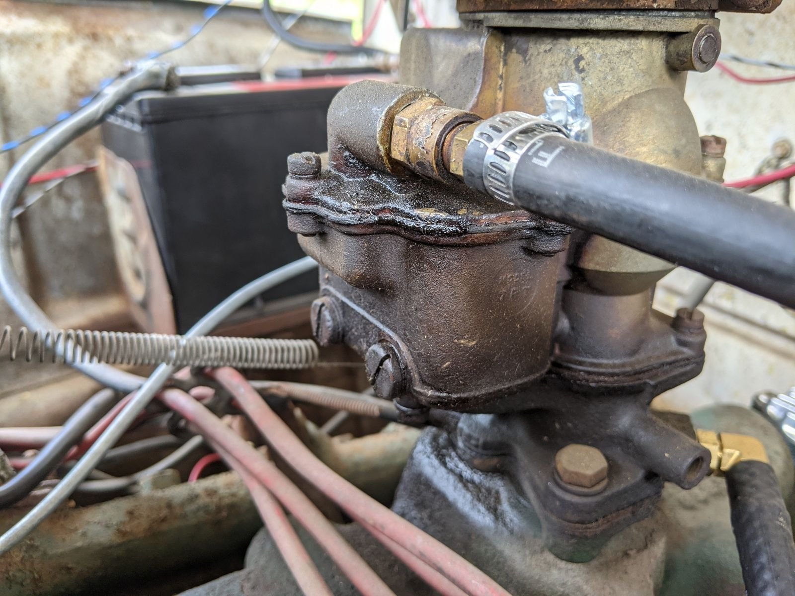 Flathead leaking around the carb & fuel pump Ford Truck Enthusiasts
