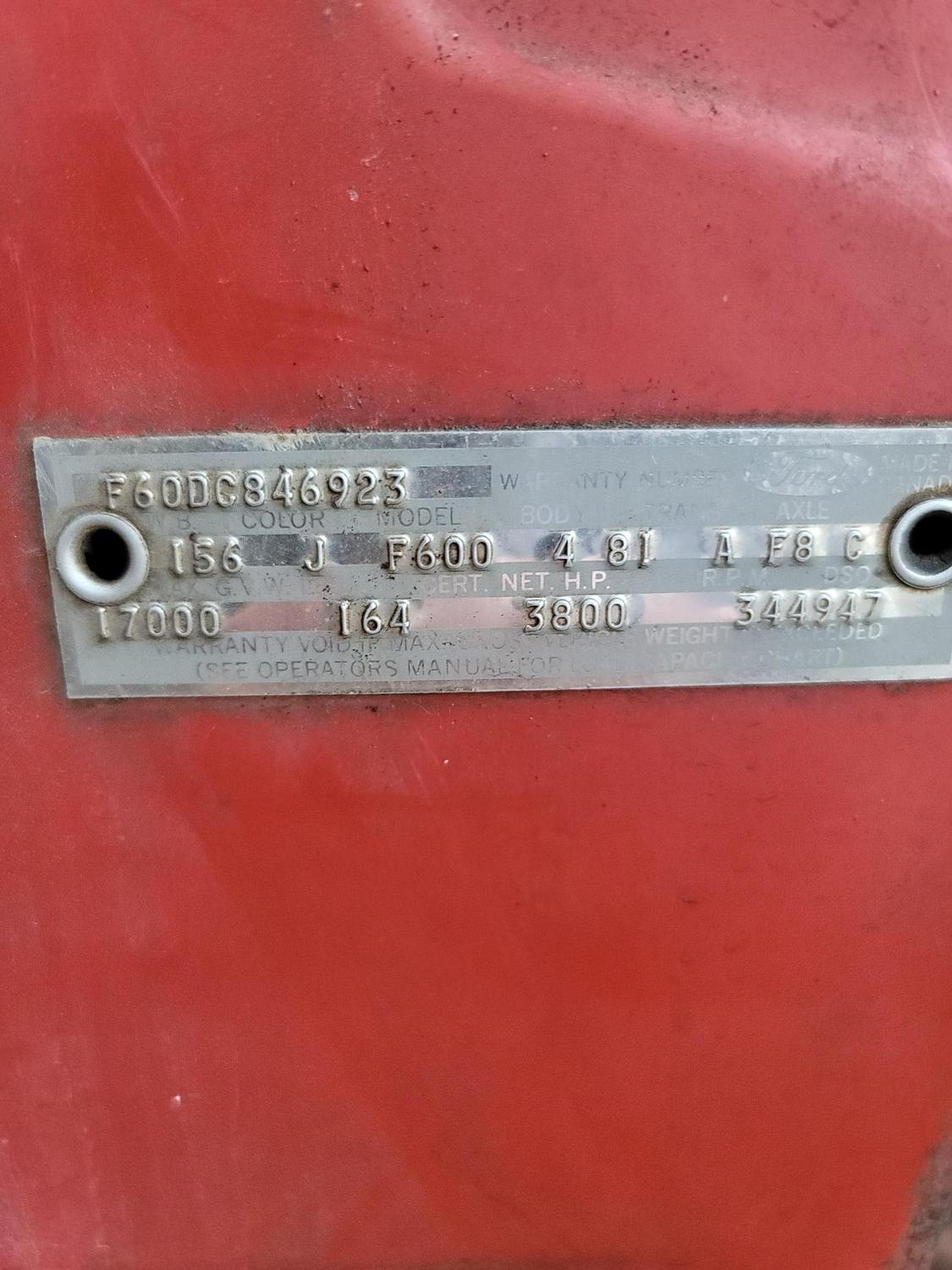 1966 F600 VIN and Door Tag Decode Ford Truck Enthusiasts Forums