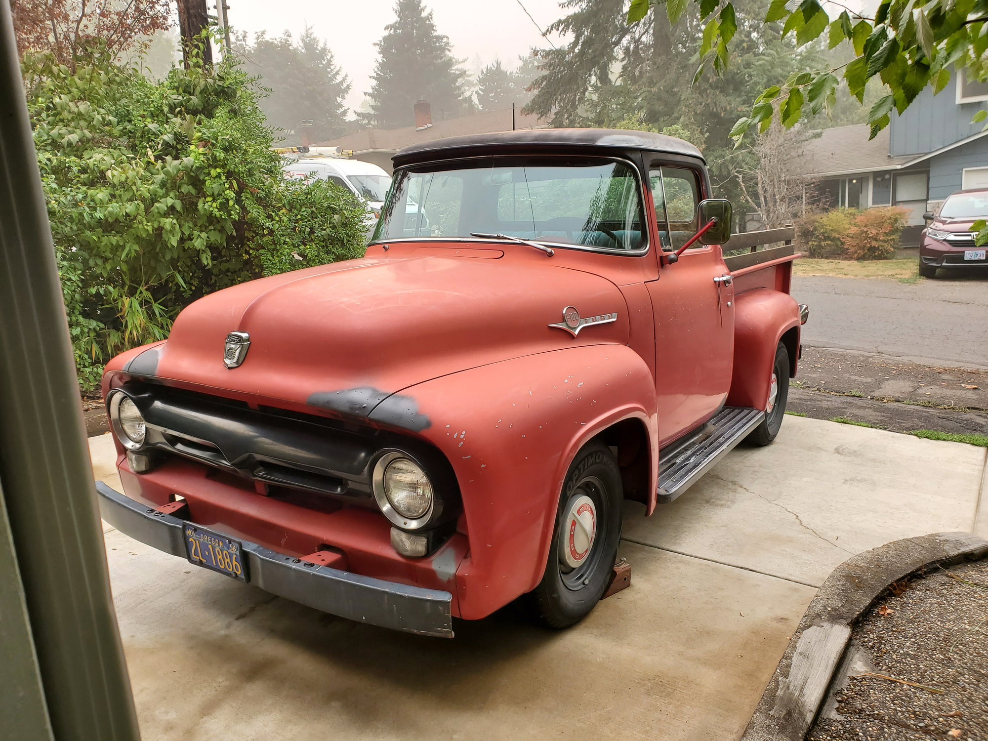 1956 Ford F-100 - 1956 FORD F100 Pickup Truck   Mostly Stock, 302 V8 from a Torino  C4 Automatic, Dana 60 - Used - VIN F10D6R-15488 - 8 cyl - 2WD - Automatic - Truck - Red - Eugene, OR 97405, United States