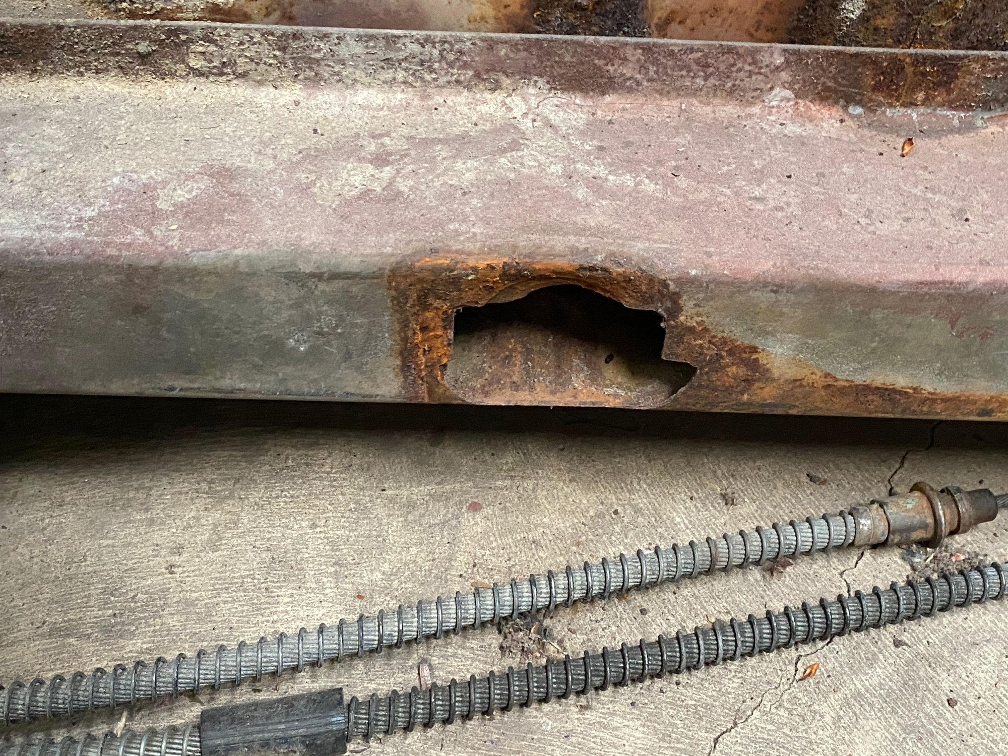 Support beam rusted away.