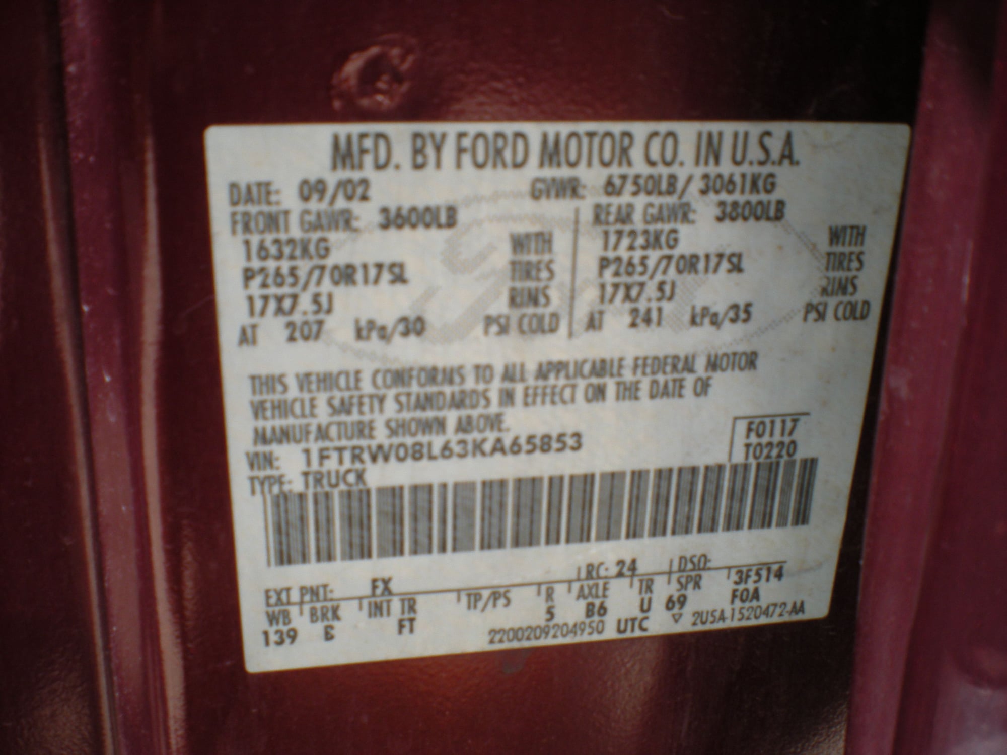 2003 Ford F-150 - 2003 F150 4x4 Supercrew FX4 - Used - VIN 1FTRW08L63KA65853 - 121,000 Miles - 8 cyl - 4WD - Automatic - Truck - Red - Islamorada, FL 33036, United States