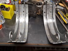 Relined front brake shoes.