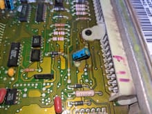 1994 E-350 7.5L PCM (ECM) Internal View with Lower Capacitor Close-Up Sideview