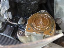 Thermostat sitting on the water pump. still need to replace water pump.