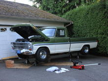 F100 ready to get its rebuilt transmission.