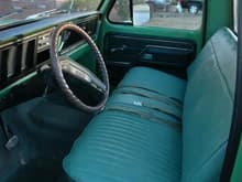 For some reason the seat looks blue in these pics.  Not sure why.  I swear it's green like the rest of the truck.
