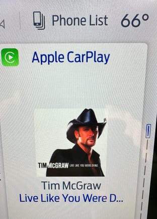 CarPlay active, phone list in side menu screen