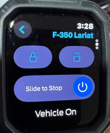 Truck remotely started from iWatch app
