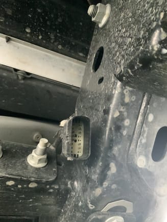 The 16 pin connector with harness disconnected. Looking toward the rear.