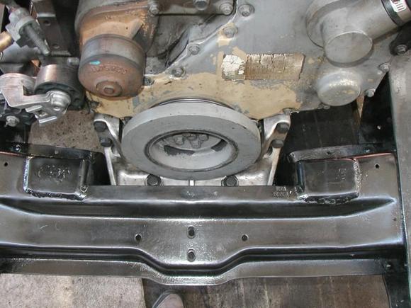 Had to notch the front crossmember and drop it down 9in.