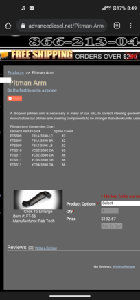 Here's a list of all of the part numbers for the different pitman arms. The part numbers for all of the 32 spline pitman arms are almost non-existent on google. You can't even see a picture of one let alone buy one. 