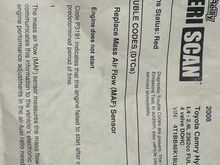 2008 camry hybrid code print out P3191