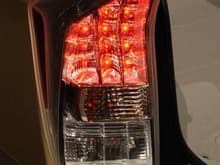 2010 Toyota Prius Drivers Tail Light Lit Close Up
