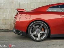 Project 6GR FIVE Satin Graphite Rear Side View TOYO R888 315/30/20 Nissan GTR