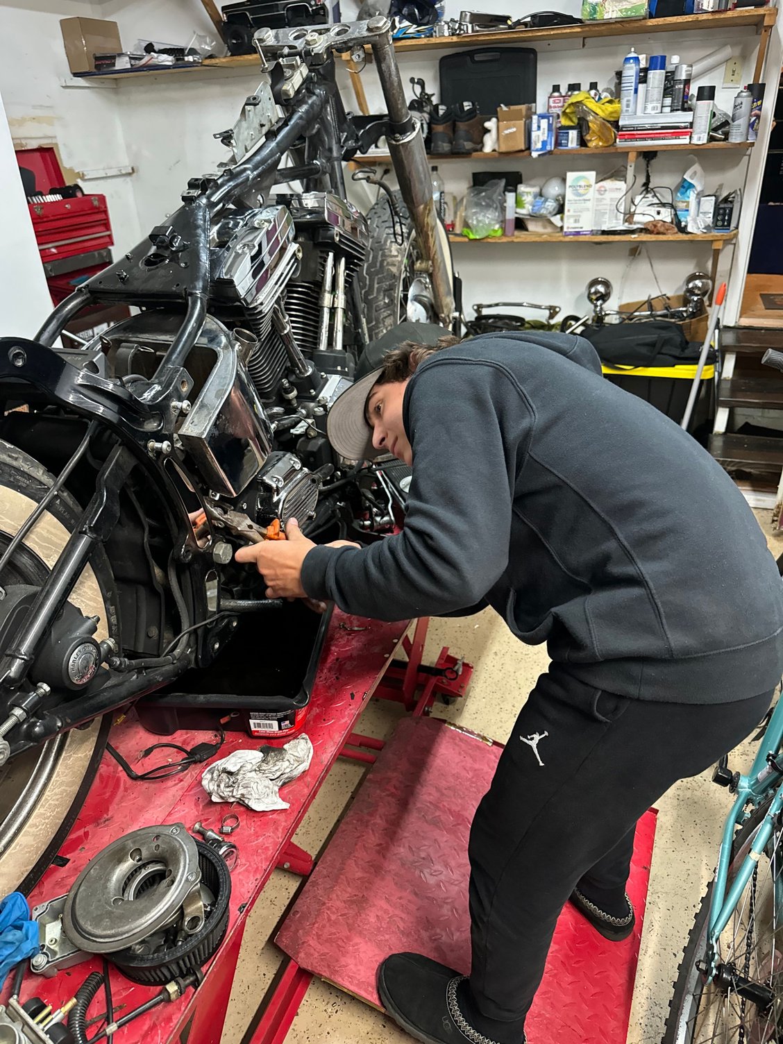 My little dude helping