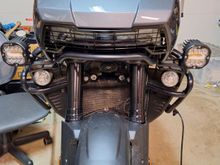 The headlight guard and aux lights.