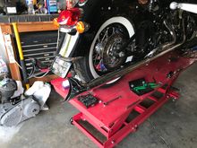 Putting on the Cycle Visions bagger tail kit. You cant run stock exhausts and have the harley hard bags due to clearance issues